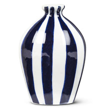Load image into Gallery viewer, Navy & White Striped Bud Vase 5.5"