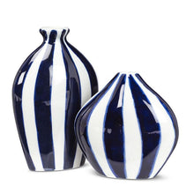 Load image into Gallery viewer, Navy & White Striped Bud Vase 5.5"