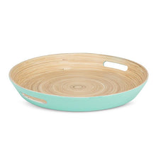 Load image into Gallery viewer, Large Bamboo Tray with Handles - Turquiose