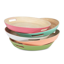 Load image into Gallery viewer, Large Bamboo Tray with Handles - Turquiose