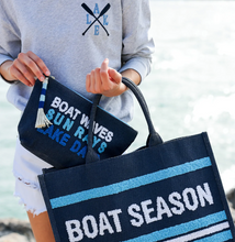 Load image into Gallery viewer, Shiraleah Boat Waves Zip Pouch - Navy