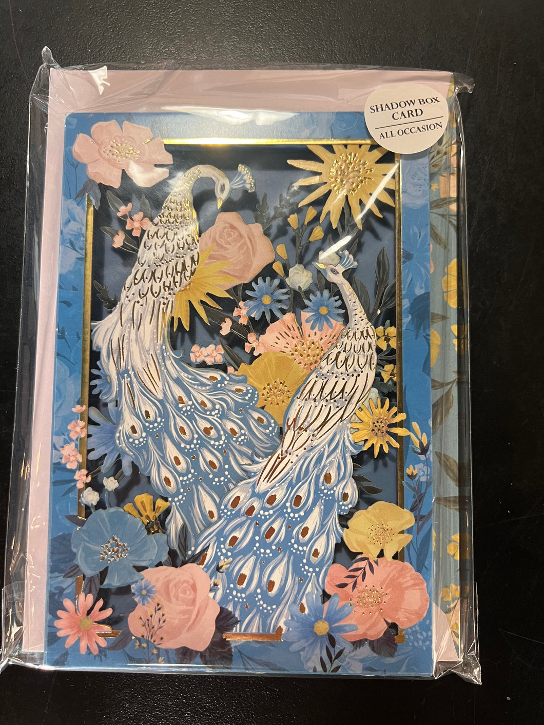 Blank Greeting Card - Peacocks - Shadowbox Card