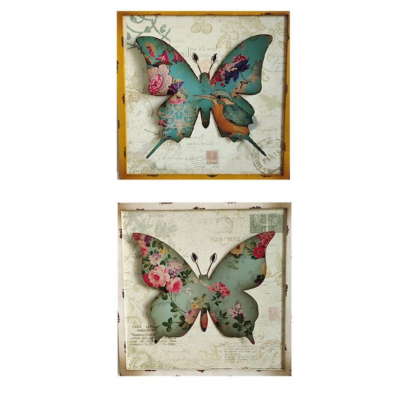 Distressed Deco Framed Butterfly Wall Decor - Assorted