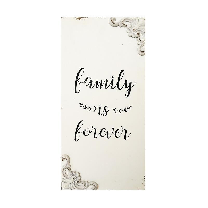 Family Is Forever Distressed Wood Sign - Black & White