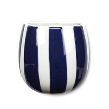 Load image into Gallery viewer, Navy &amp; White Striped Bud Wall Vase 4&quot;
