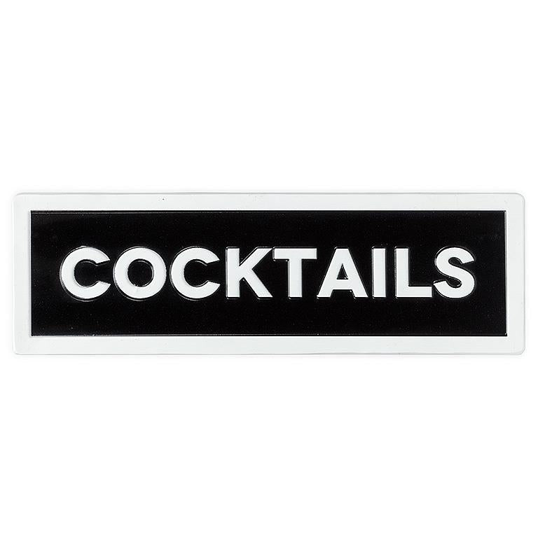 COCKTAILS Wall Sign - Black & White