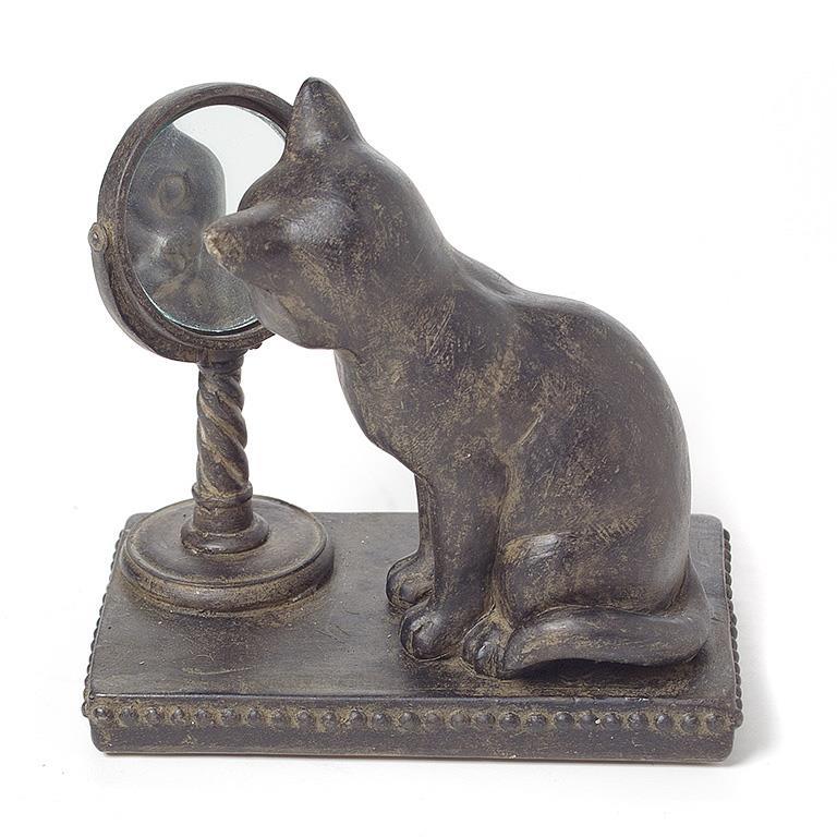 Cat Gazing in Mirror Figurine 3.5