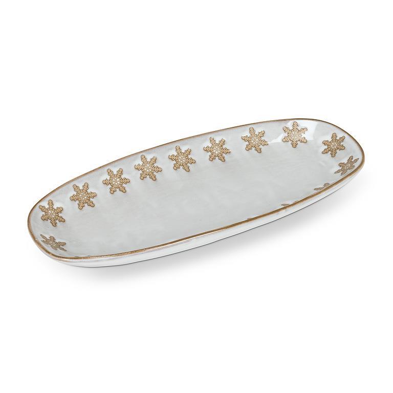 Snowflakes Glazed Pottery Platter