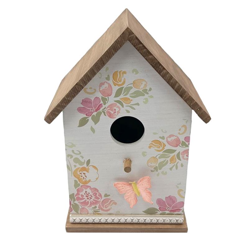 Floral Design Wood Birdhouse