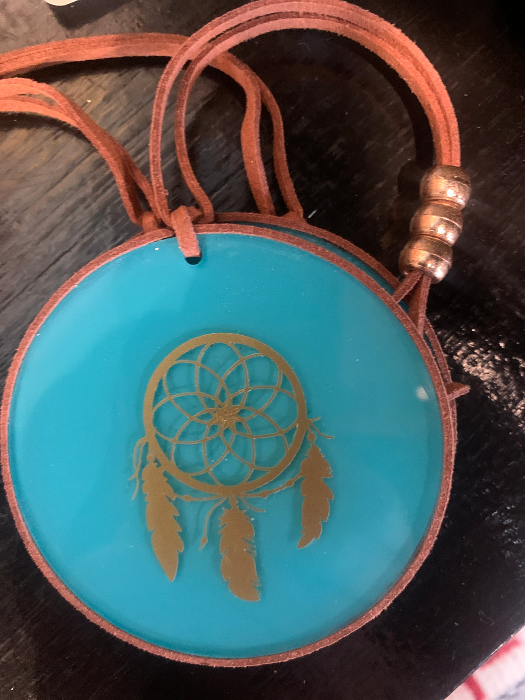 Dreamcatcher - Wood & Resin Ornament - Teal - Local Handmade