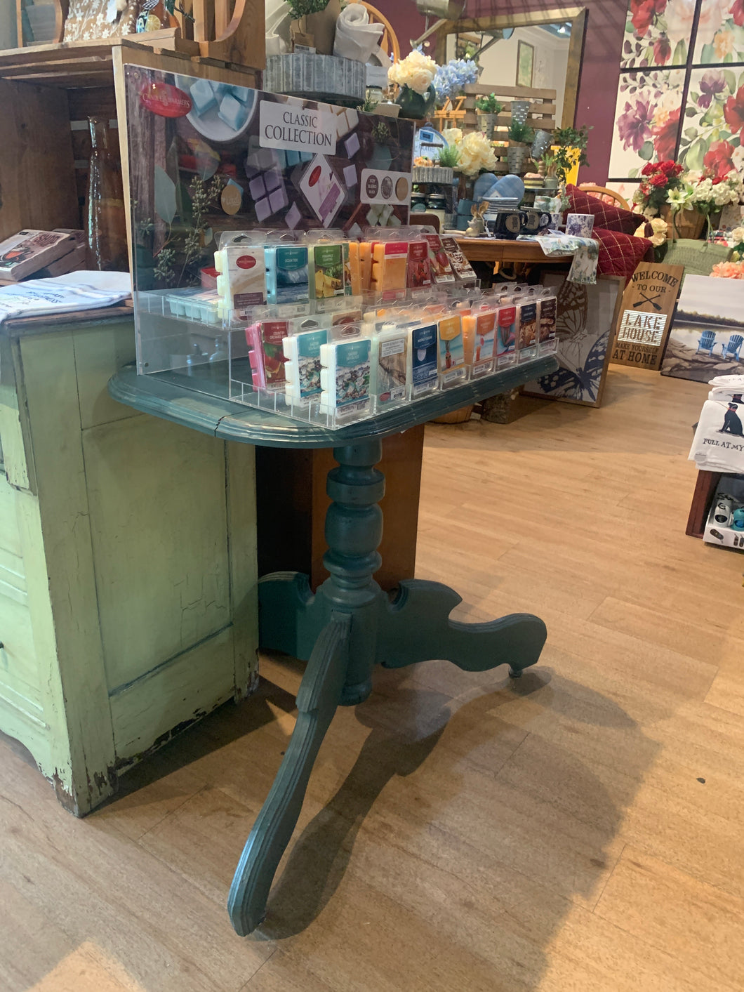 Wood Corner Table - Teal