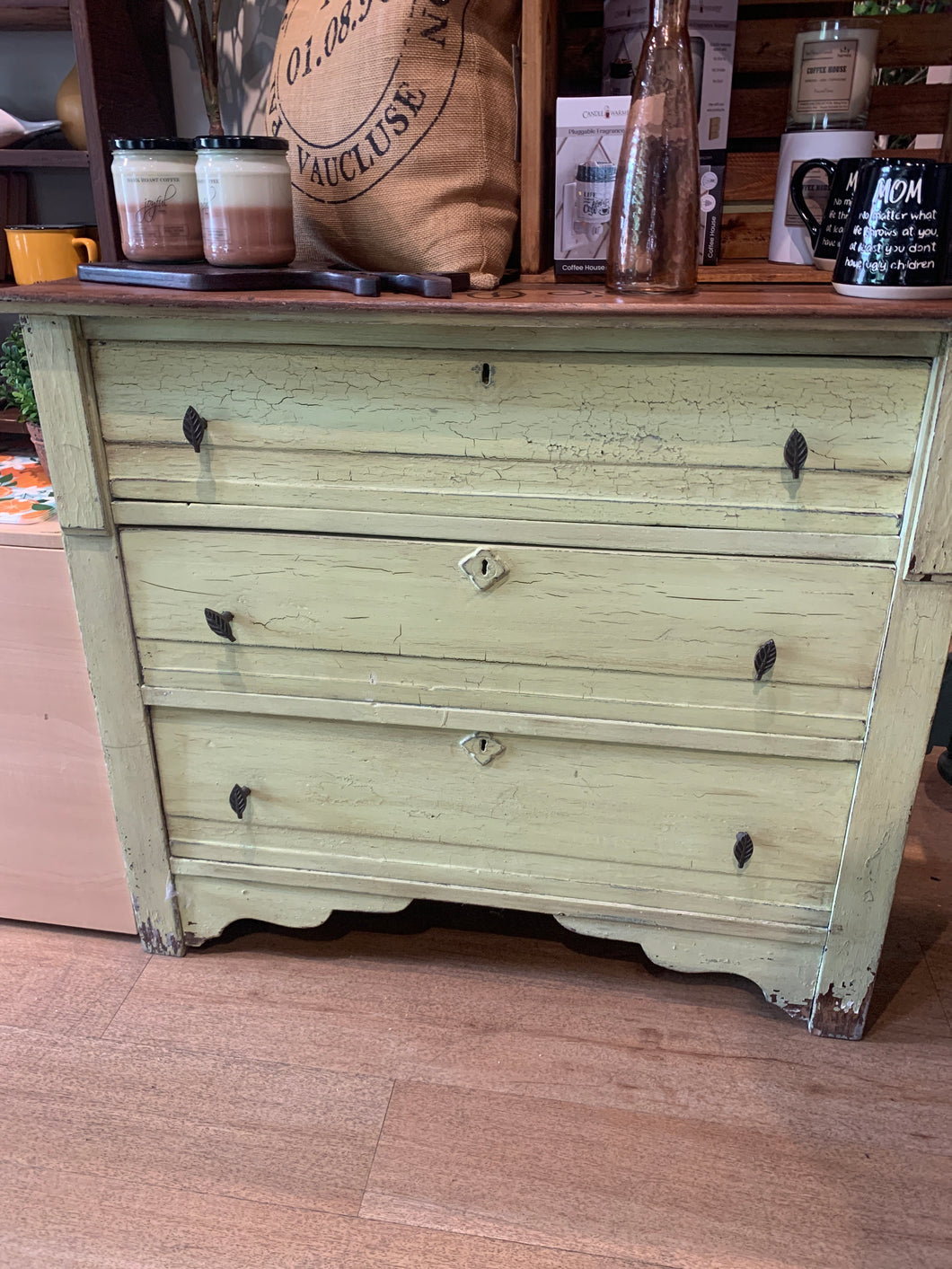 COFFEE Farmhouse Style Dresser - Distressed Yellow - Local Handcrafted Furniture