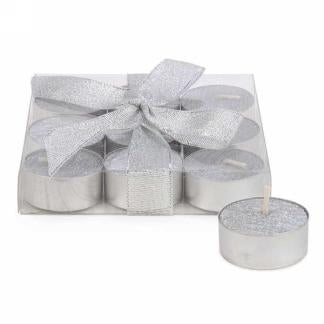 Glitter Tea Lights - Gift Set - Silver