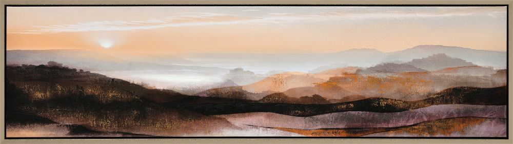 Sundown Hand Embellished Canvas Print in Floating Frame 20x71