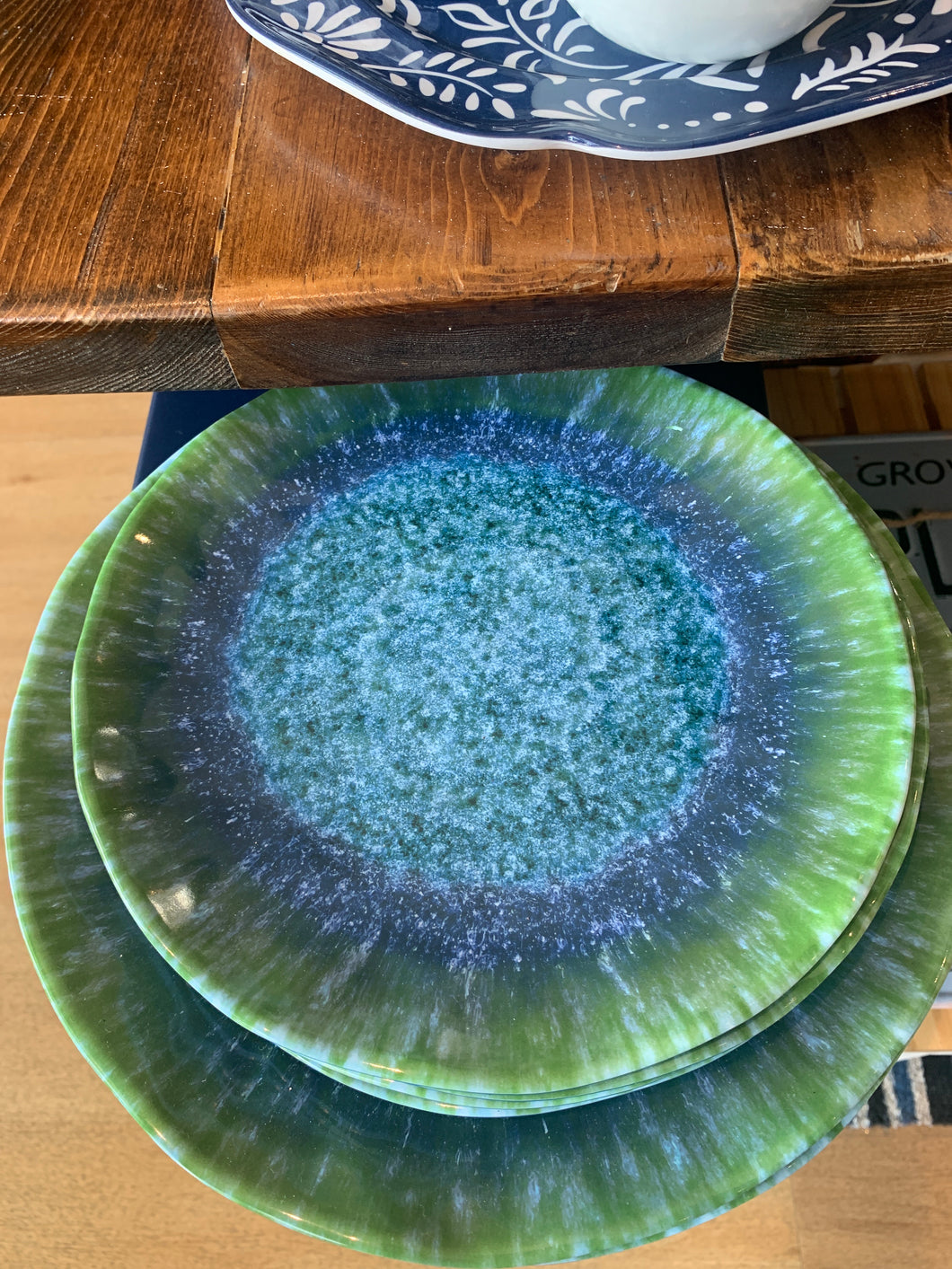 Teal Melamine Salad Plate