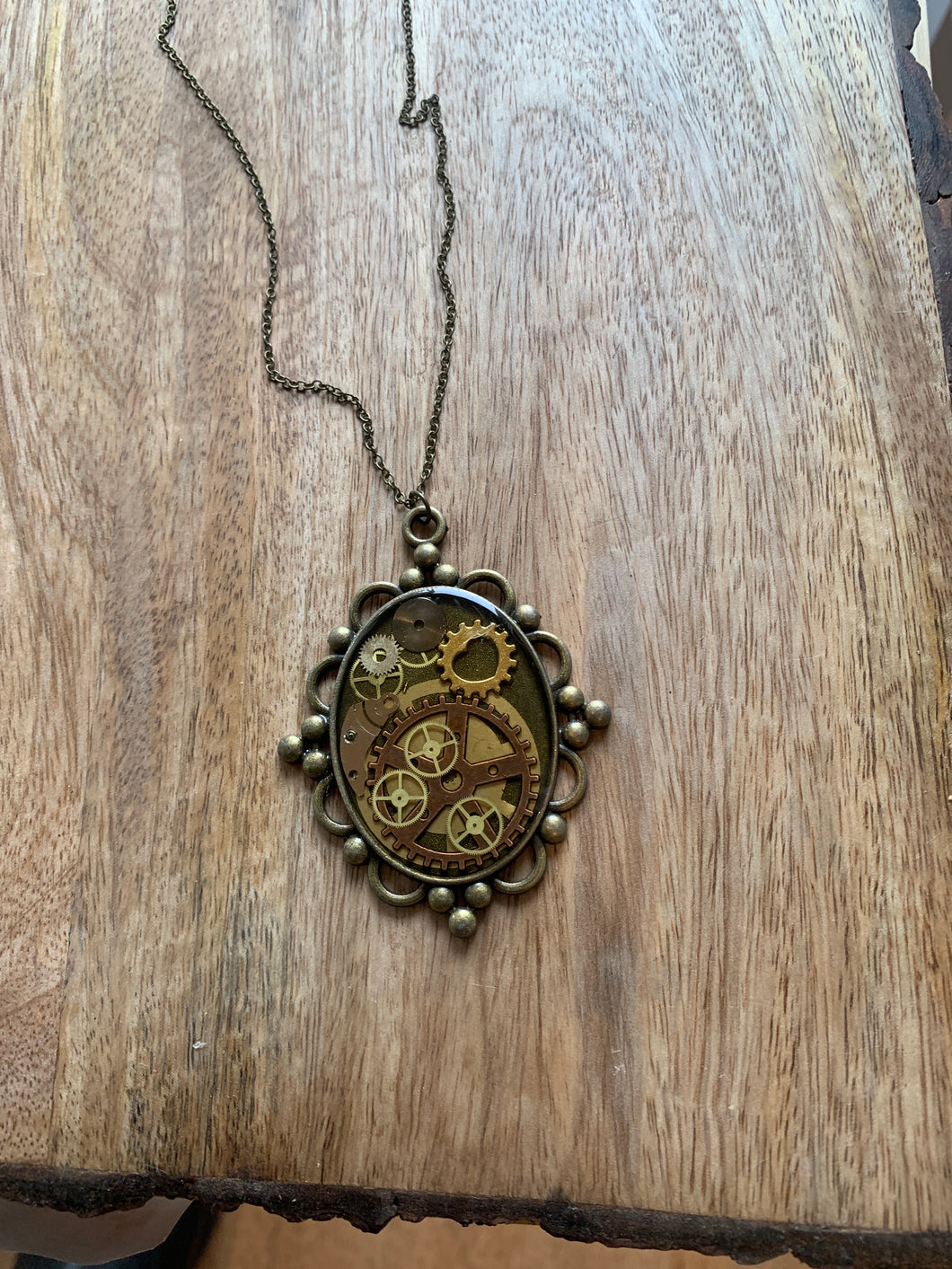 Round Timepiece Art Pendant Necklace - Large - Local/ Handmade