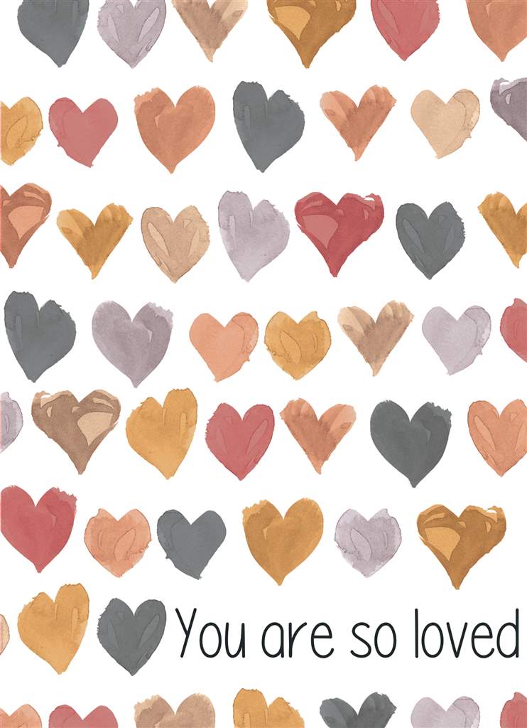 You Are So Loved Deco Hearts Greeting Card with Envelope - Blank Inside