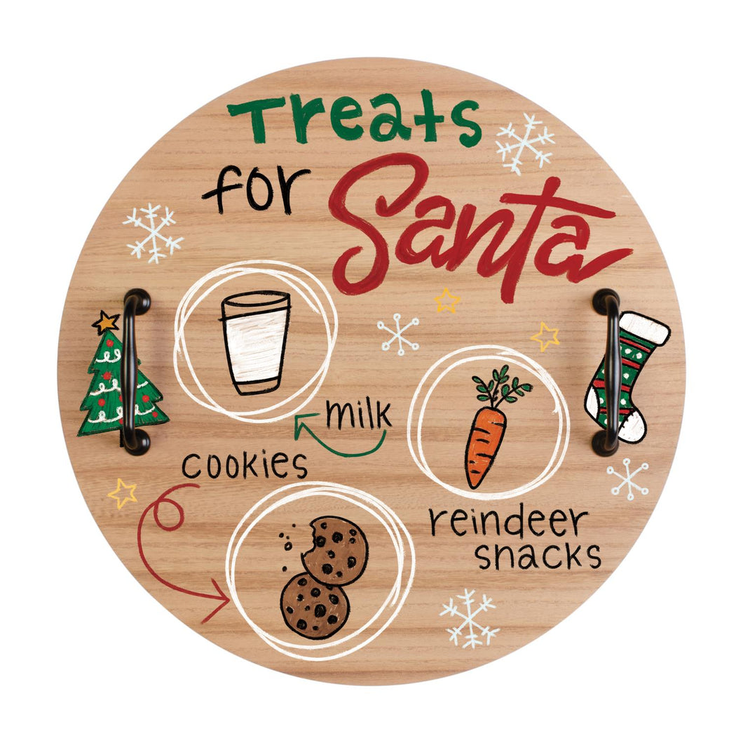 Treats For Santa XL Wooden Serving Tray with Handles