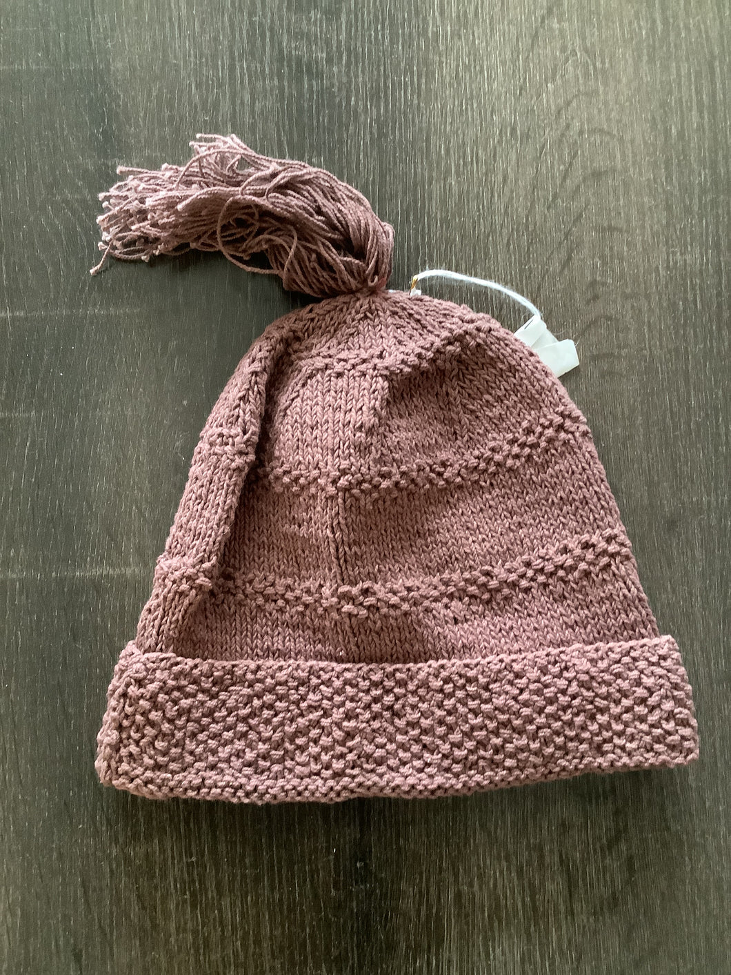 100% Cotton Knit Slouch Toque with Fringe Tassel