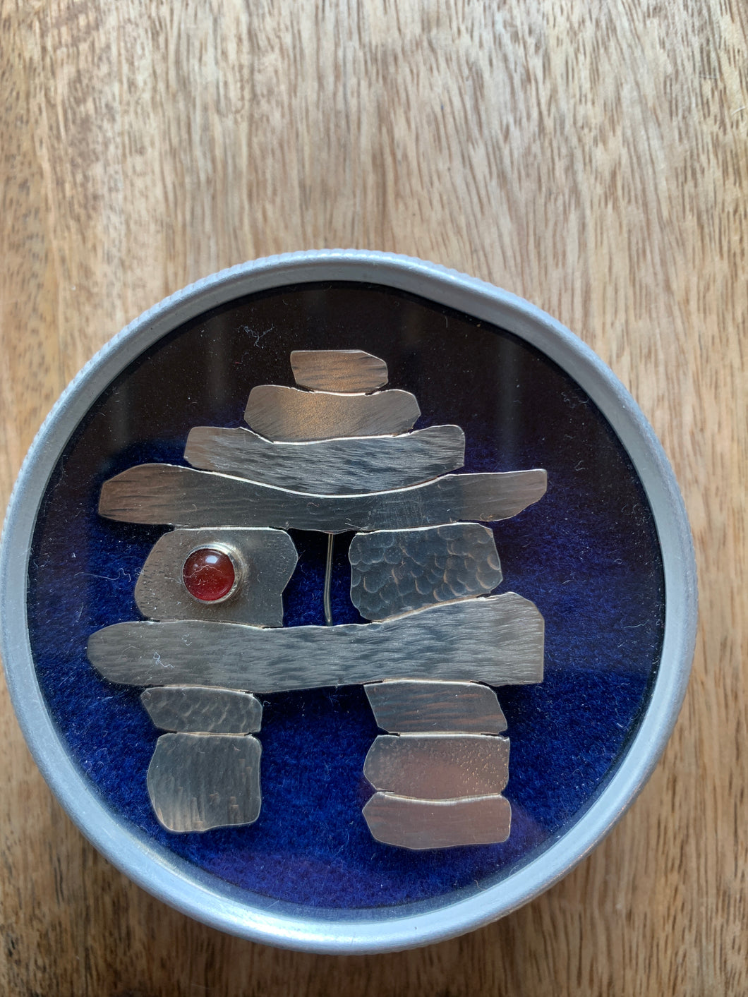 Large Inukshuk with Agate Stone Pin