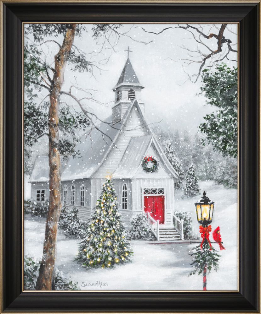 Church in Snow Canvas Print 16x20