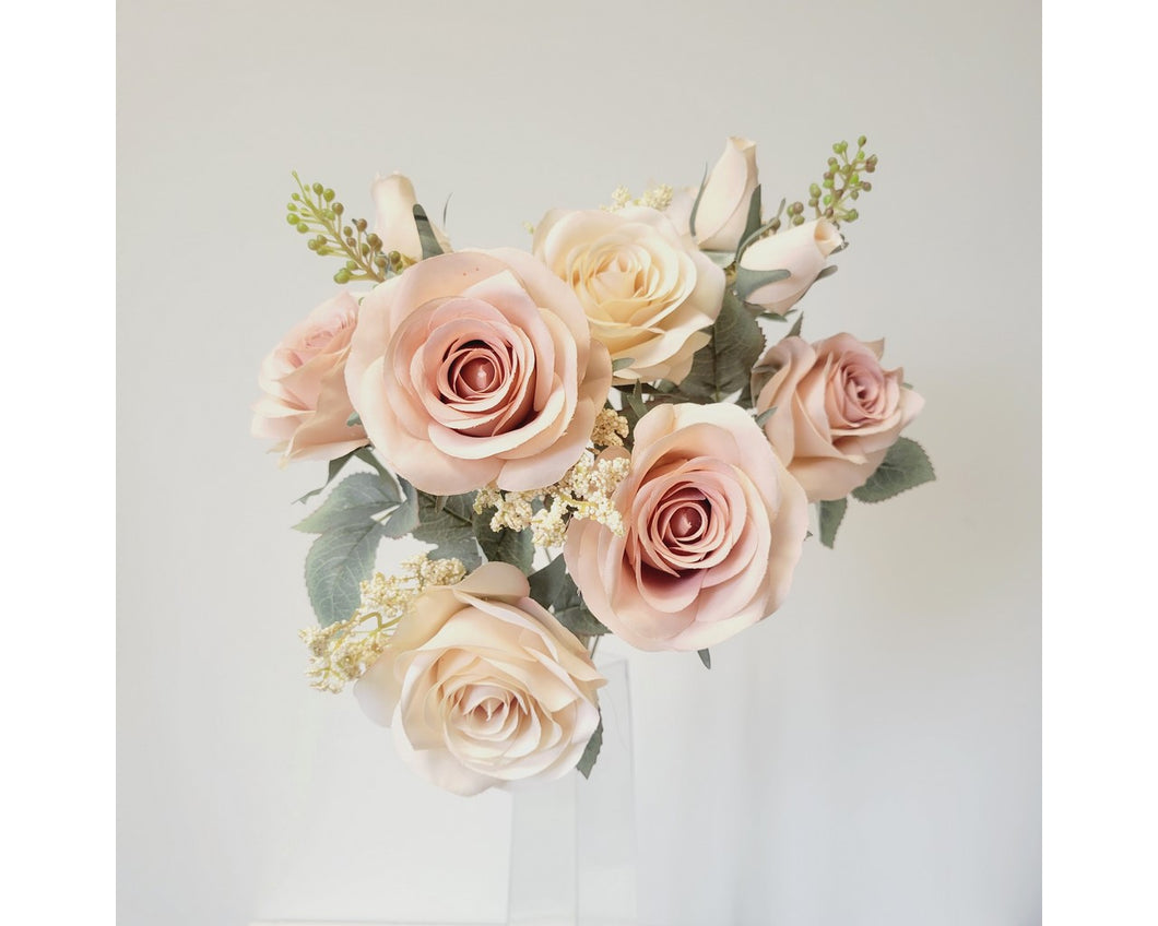 Rose Bouquet with Buds - Champagne & Blush