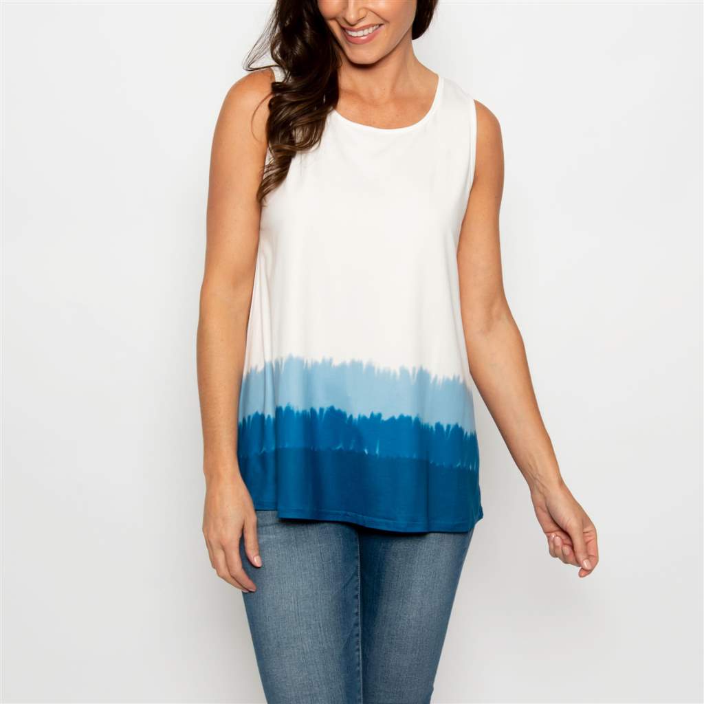 Ombre Tank - White to Blue - S/M