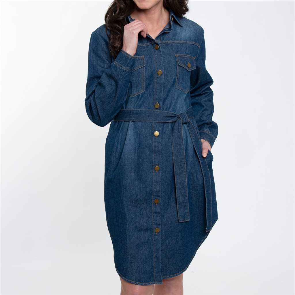 Dark Denim Shirt Style Dress M/L