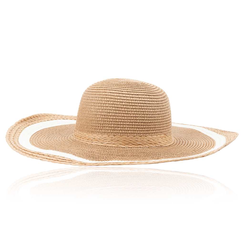 Tan Sunhat with White Stripe