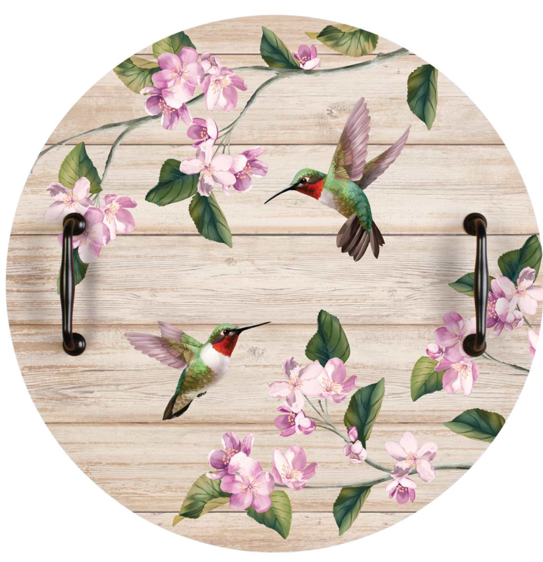 Hummingbird Wood Serving Tray
