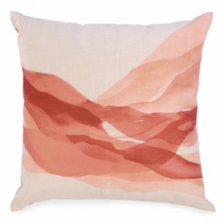 White Pillow with Coral Wave Pattern