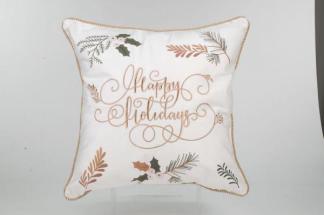 Gold Trim Happy Holidays Cushion