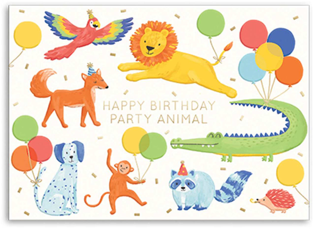Happy Birthday Party Animal Card with Deluxe Envelope