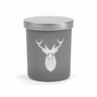 Soft Amber Scented Jar Candle - Deer Design - Grey - 3.5