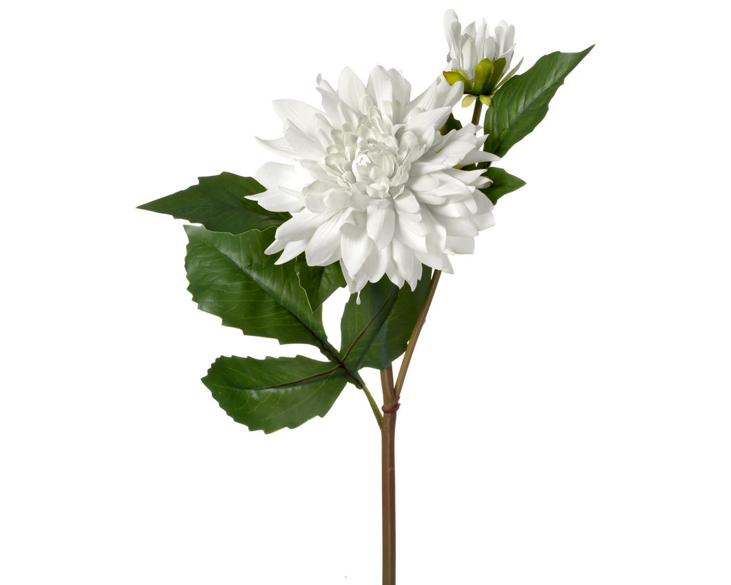 Real Touch Dahlia Stem - White