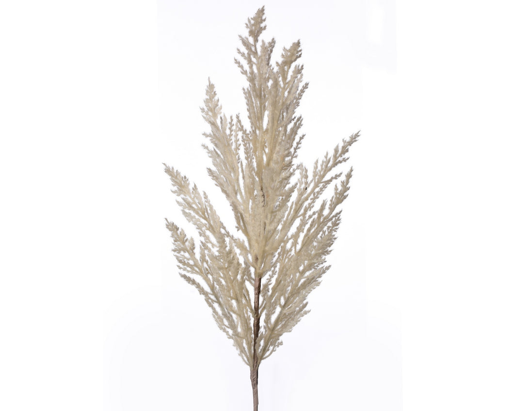 Flocked Sorghum Grass Bouquet - Cream