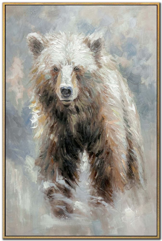 Bear Gaze Hand Embellished Canvas Print in Floating Frame 30x45