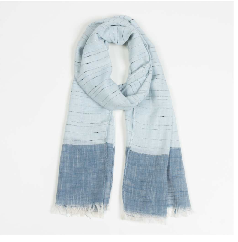 Summer Weight Texture Scarf - Denim Blue