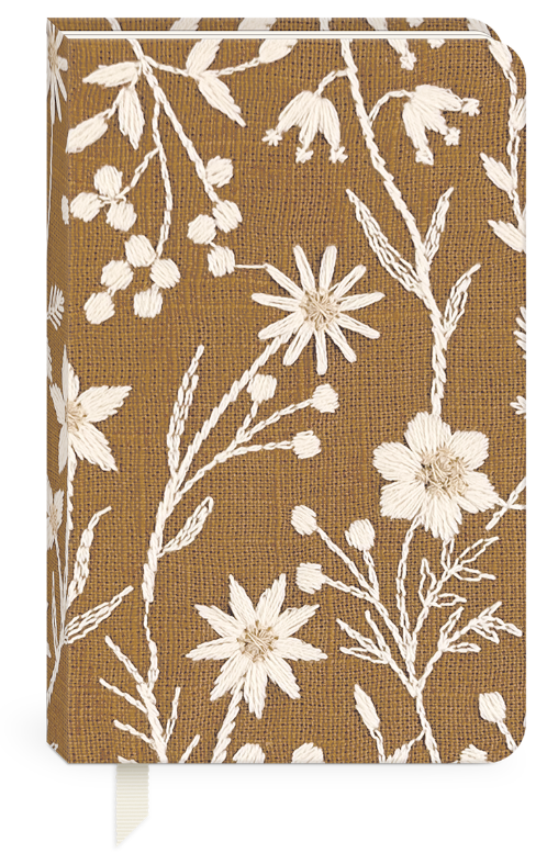 Sweet Boutique Embroidered Hard Cover Fabric Journal - Chamomile