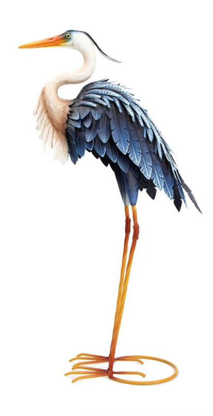 Blue Heron Metal Statue