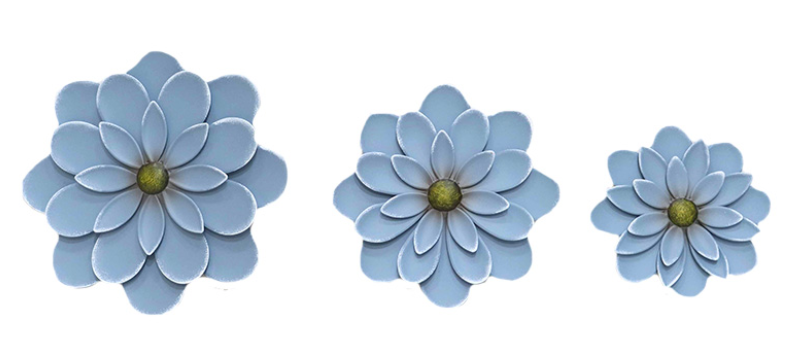 Blue Metal Wall Flower - Large