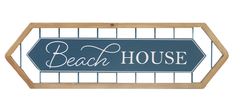 Beach House Wood & Metal Sign