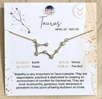 Zodiac Constellation Necklace Sterling 14k Gold - Taurus