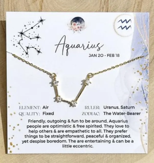 Zodiac Constellation Necklace Sterling 14k Gold - Aquarius