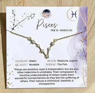 Zodiac Constellation Necklace Sterling 14k Gold - Pisces