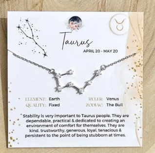 Zodiac Constellation Necklace Sterling Silver - Taurus