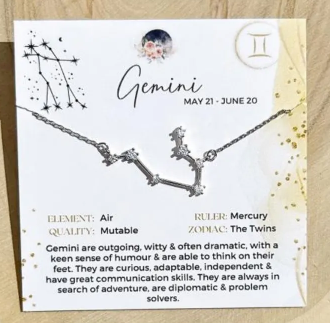Zodiac Constellation Necklace Sterling Silver - Gemini