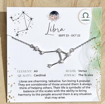 Zodiac Constellation Necklace Sterling Silver - Libra