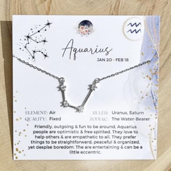 Zodiac Constellation Necklace Sterling Silver - Aquarius