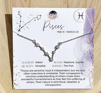 Zodiac Constellation Necklace Sterling Silver - Pisces